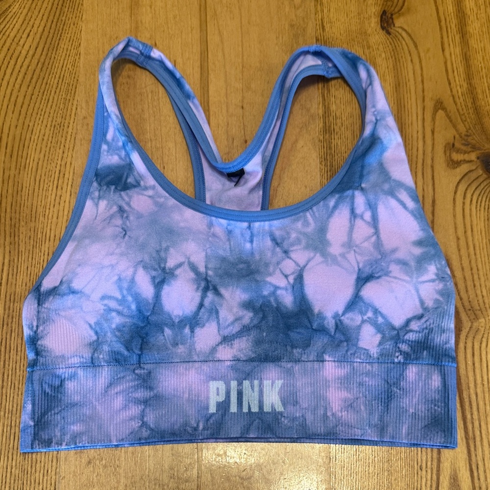 PINK Victoria's Secret Tie-Dye Racerback Sports Bra - Blue & Purple